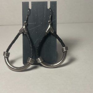 SILVER AND LEATHER EARRINGS